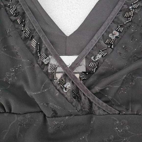 Y2K Breakin' Loose Babydoll Dress Black Size 13/14 Beaded Floral Mesh Whimsigoth - Picture 13 of 13